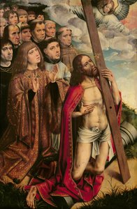 Cristo, o Mediador, com Filipe, o Belo (1478-1506) e seu séquito, painel da mão esquerda de um retábulo (ver também 223221)