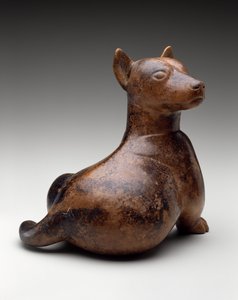 Cão sentado na metade, México, proto-clássico, 100 aC-dC 300 (barro)