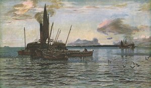 O mercado de arenques no mar no Loch Fyne, Argyll, 1884, c1930.