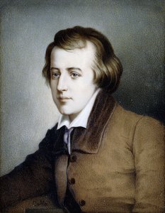 Retrato de meio comprimento de corpo de Heinrich Heine, virado para a esquerda, 1820