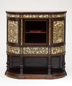 Display Cabinet, c.1890 (revestido de jacarandá com marfim, forro de veludo original)