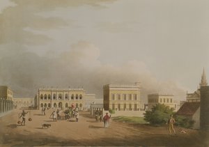 O Old Court House, Calcutá, placa 17 de vinte e quatro vistas no Hindostan, gravado por Harradon, pub. por Edward Orme (1774-c.1820) 1805 (aquatinta)