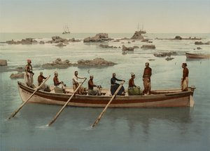 Barqueiros, Jaffa, Israel, c.1890-1906 (fotocópia) de Company Photoglob