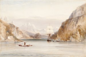 Beagle in the Murray Narrow, Tierra del Fuego (aguarela sobre papel)