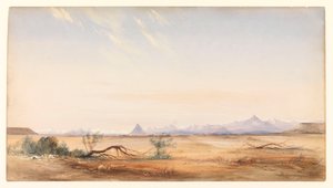 Cordilheira dos Andes, vista da Planície do Mistério, perto de Santa Cruz, c.1878 (aguarela) de Conrad Martens