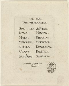 Página de título, de Der VII Planeten de Conrad Meyer