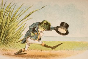 Um sapo que ele iria A-Wooing Go, de "Old Mother Goose Rimas e contos", publicado por Frederick Warne und Co., c.1890s (chromolitho)