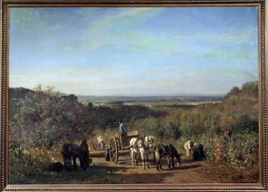 Colheita nas margens do Sena a Suresnes Pintura de Constant Troyon (1810-1865) Sol do século XIX. 0,97x1,39 m Paris, musee d