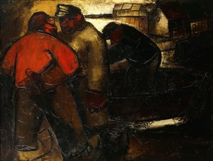 Pescadores; Les Pecheurs - De Vissers (recto), c.1923-24 (óleo sobre tela) de Constant Permeke