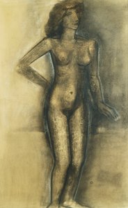 Nu Nu em pé; Nu Debout - Nu em pé, c.1945 (carvão vegetal e pastel sobre papel)
