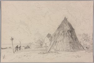 Paisagem com palheiros de Constant Troyon