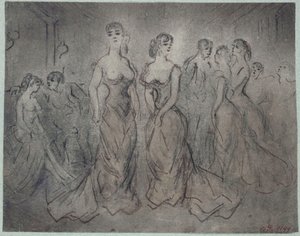Cena no interior de uma casa de prostituição, mulheres e homens, por volta de 1875 de Constantin Guys