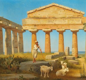 "Cerestemplet i Pæstum". O templo de Ceres em Paestum de Constantin Hansen