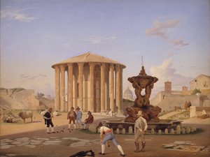 Piazza della Bocca della Verità com o chamado Templo Vesta em Roma de Constantin Hansen