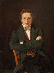 Retrato de Martin Hammerich (1811-1881), mais tarde professor, retrato a três quartos de comprimento, de frente de Constantin Hansen