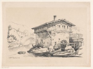 Casa e moinho de água em aldeia de montanha
A Paisagem (título da série)