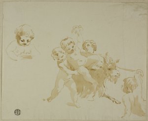 Putti a brincar com uma cabra