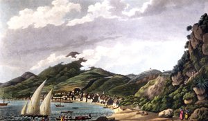 Vista da baía de Saint-Pierre na Martinica