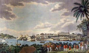 Vista Nordeste de Fort Louis, Martinica, gravada por Samuel Alken (1750-1815) 1796 (impressão)