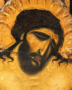 Rosto de Jesus sofrendo, detalhe do Crucifixo de Coppo di Marcovaldo (ca. 1220- depois de 1276)
