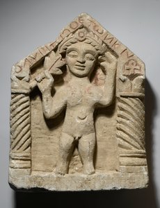 Estela funerária com figura masculina, do Egito, c.500-600 (calcário)