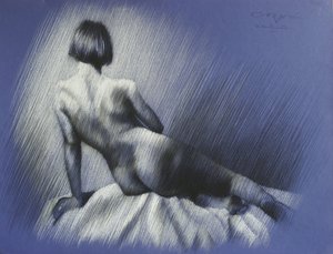 Estudo de um nu reclinado, de estilo elegante de Corné Akkers