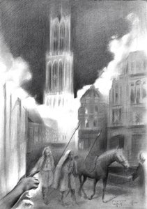 Incêndio numa cidade medieval de Corné Akkers