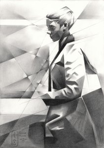 Retrato geométrico moderno de Corné Akkers
