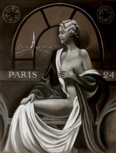 Mulher parisiense com vista para a Torre Eiffel de Corné Akkers