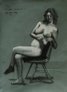 Figura sentada e pensativa de Corné Akkers
