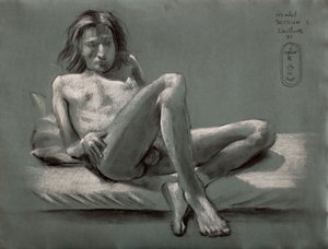 Estudo de uma figura masculina reclinada de Corné Akkers