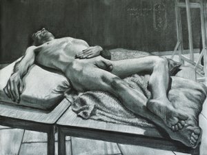 Nu masculino reclinado de Corné Akkers