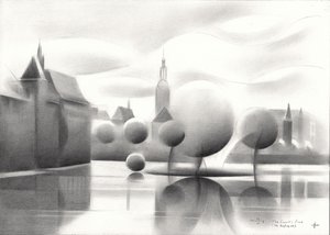 Reflexões sobre uma paisagem urbana surreal de Corné Akkers
