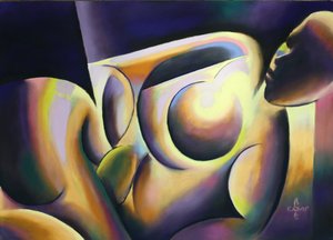 Figuras abstratas vibrantes de Corné Akkers