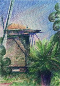 Desenho da Vista do Moinho de Vento de Corné Akkers