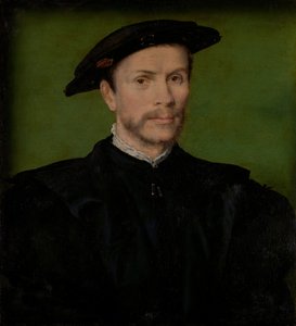 Retrato de um homem barbudo de preto.