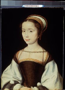 ""Retrato de uma jovem"" Pintura de Corneille De Lyon (Corneille de Haia) (1500/1510-1574) 1530 Dim. Aproximadamente 20x15,5 cm São Petersburgo, Museu Hermitage