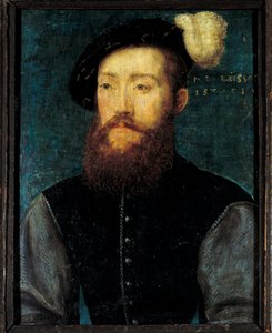 Retrato de Charles de Cosse, Conde de Brissac (Cosse-Brissac) Pintura em madeira de Corneille De Lyon (Corneille de La Haye) (1500/1510-1574)