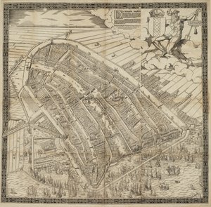 Alemão: Die berühmte Handelsstadt Amsterdam
Neerlandês: De vermaerde koopstadt van Amstelredam