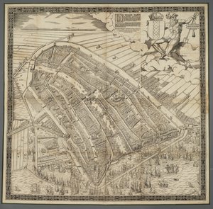 Alemão: Die berühmte Handelsstadt Amsterdam
Neerlandês: De vermaerde koopstadt van Amstelredam