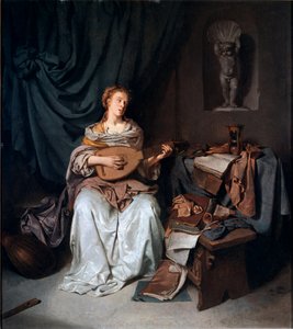 Pintura do guitarrista de Cornelis Bega