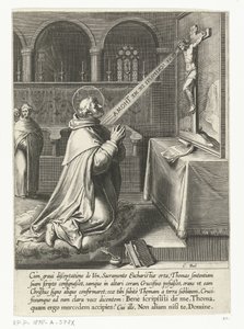 São Tomás de Aquino conversando com um crucifixo A Vida de São Tomás de Aquino (título da série) de Cornelis Boel