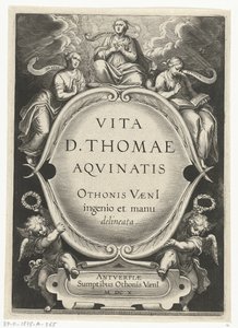 Impressão do título para: Otto van Veen, Vita D. Thomae Aqvinatis, Antuérpia, 1610
A vida de São Tomás de Aquino (título da série) de Cornelis Boel