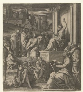 Cristo prega ao povo de Cornelis Bos (possibly)
