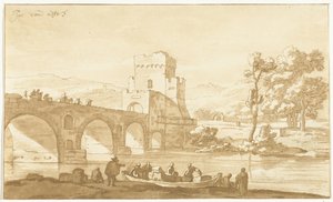 Ponte Molle perto de Roma de Cornelis Brouwer