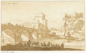 Ponte Molle perto de Roma de Cornelis Brouwer