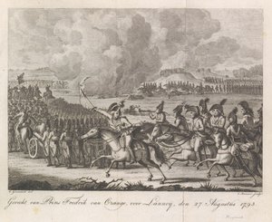 Príncipe William George Frederick na batalha de Lannoy, 1793
Batalha do Príncipe Frederick de Orange, antes de Lannoy, cova 27. Agosto 1793 (título sobre o objecto) de Cornelis Brouwer