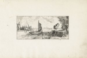 Barco em um rio Paisagens (título da série) de Cornelis Claesz van Wieringen (possibly)