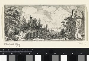 Paisagem montanhosa com vista para um rio Paisagens (título da série) de Cornelis Claesz van Wieringen (possibly)