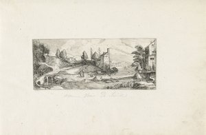 Paisagem fluvial com duas mulheres numa ponte
Paisagens (título da série) de Cornelis Claesz van Wieringen (possibly)